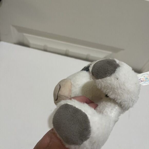 Spark Create Imagine Soft Plush Cow Rattle Gray & White Smiley Happy Face 8" - Picture 6 of 8